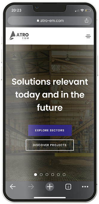 Website mobile mockup for Atro Engineering and Management